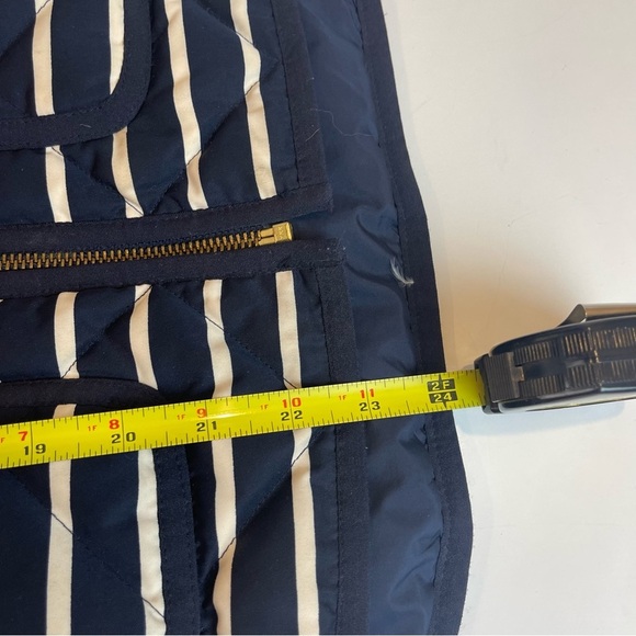 J. Crew Vest Navy Striped Quilted Down Vest Sleeveless Jacket 02727 - Picture 15 of 16
